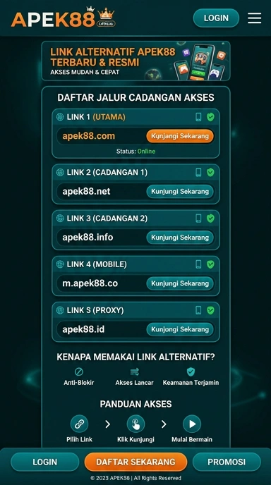Tampilan link alternatif apek88