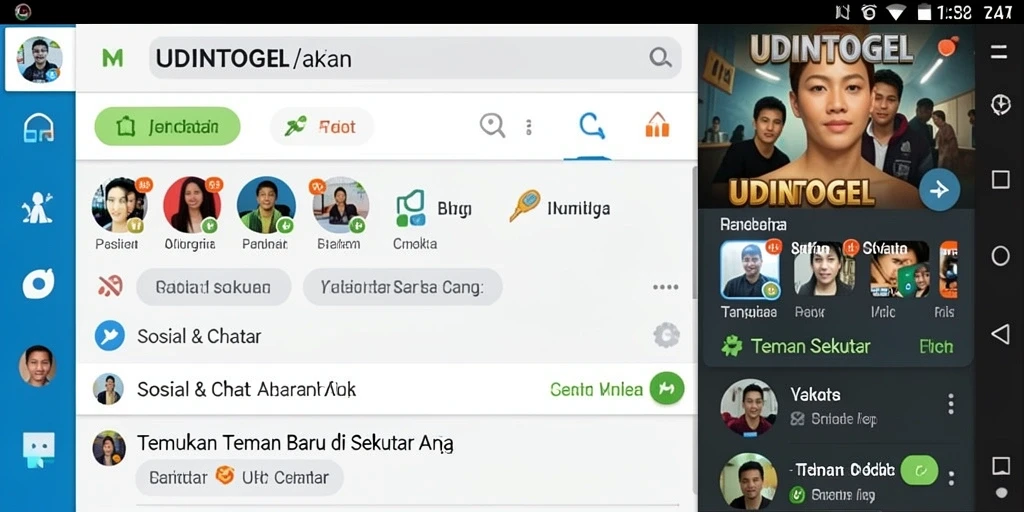 Tampilan antarmuka UDINTOGEL yang intuitif dan memudahkan pencarian teman.