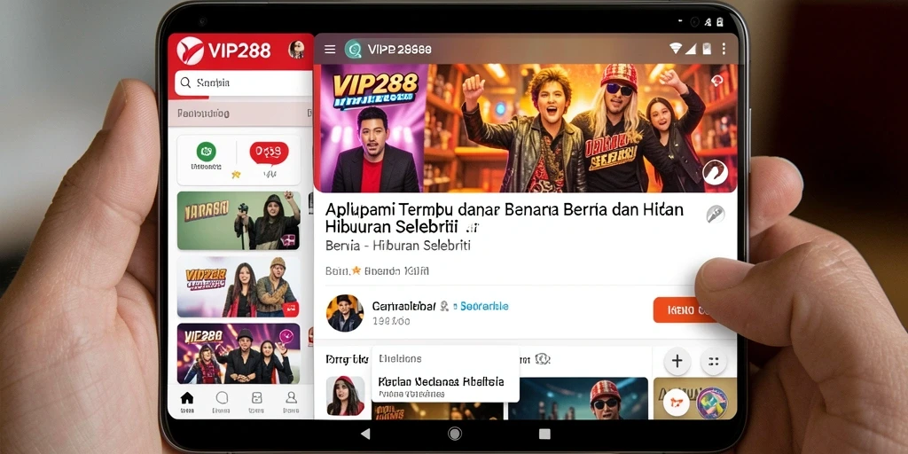 Tampilan aplikasi VIP288 yang menarik dengan berbagai berita selebriti.
